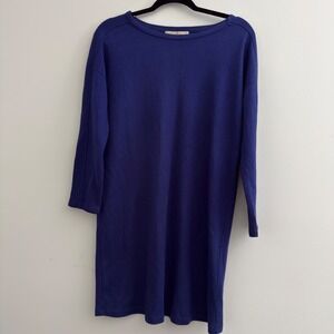 Global Work Royal Blue Knit Tunic Dress Drop Shoulder Wool Blend GW070323N9 L